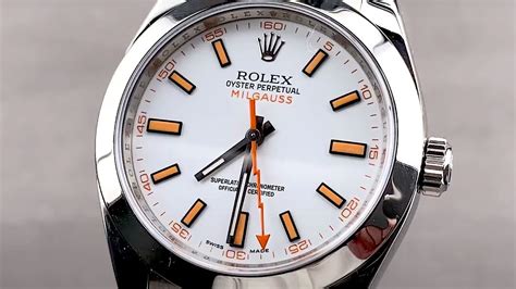 rolex white dial milgauss|Rolex Milgauss 116400 white.